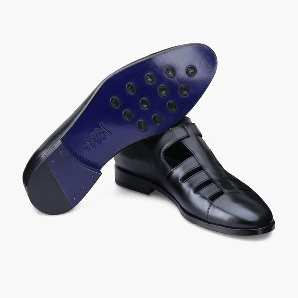 Men's Black Fisherman Sandal with Buckle