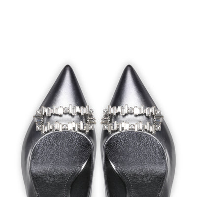 Women's Metallic Silver Leather Pump