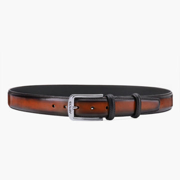 Cognac patina Leather Belt - full view