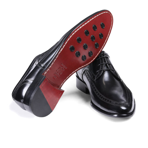 Men's Black Leather Apron-Toe Derby - sole