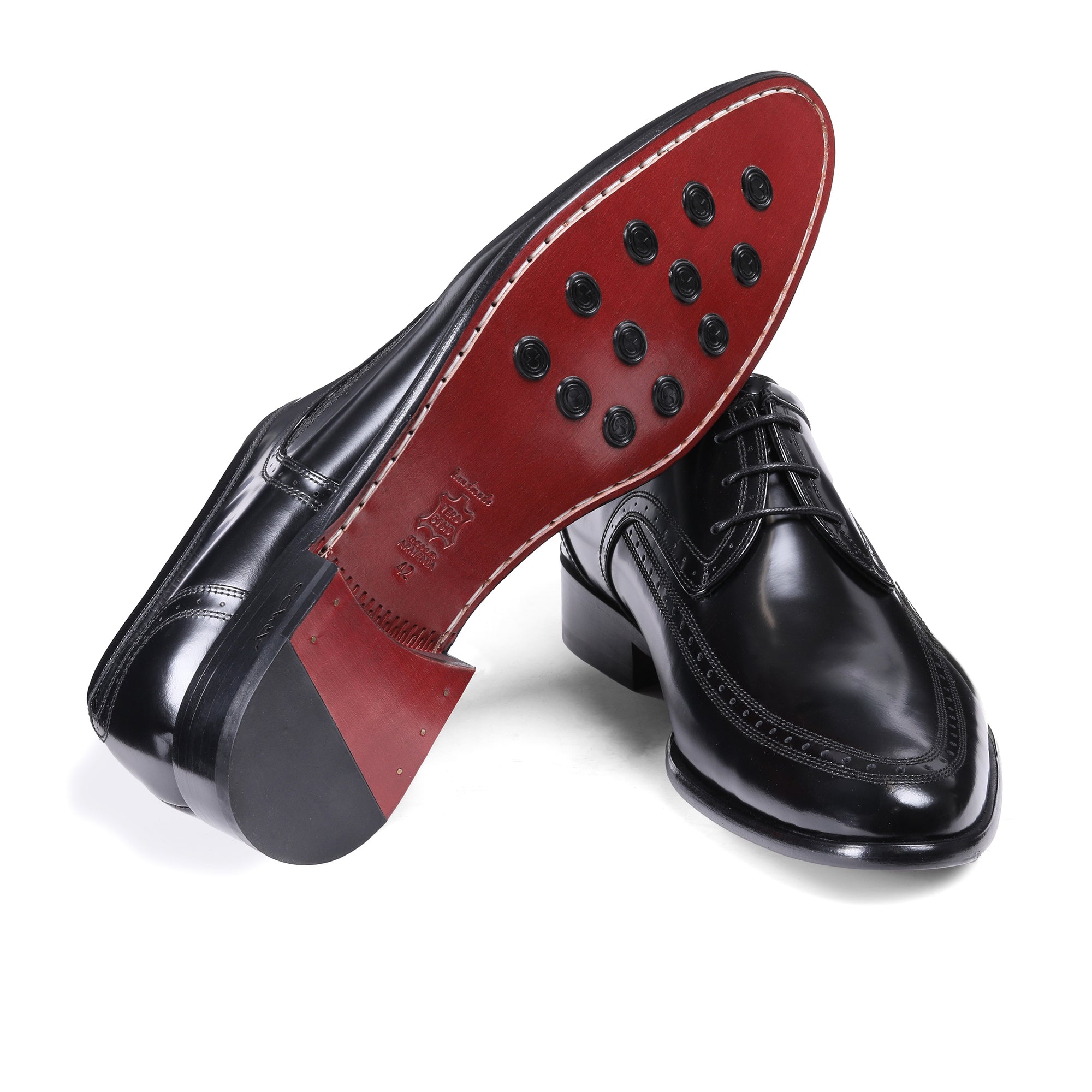 Men's Black Leather Apron-Toe Derby - sole