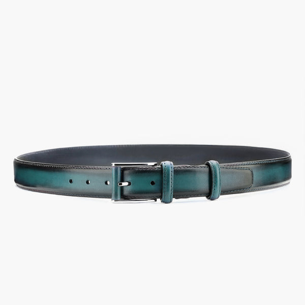 Men’s Deep Teal Patina Leather Belt