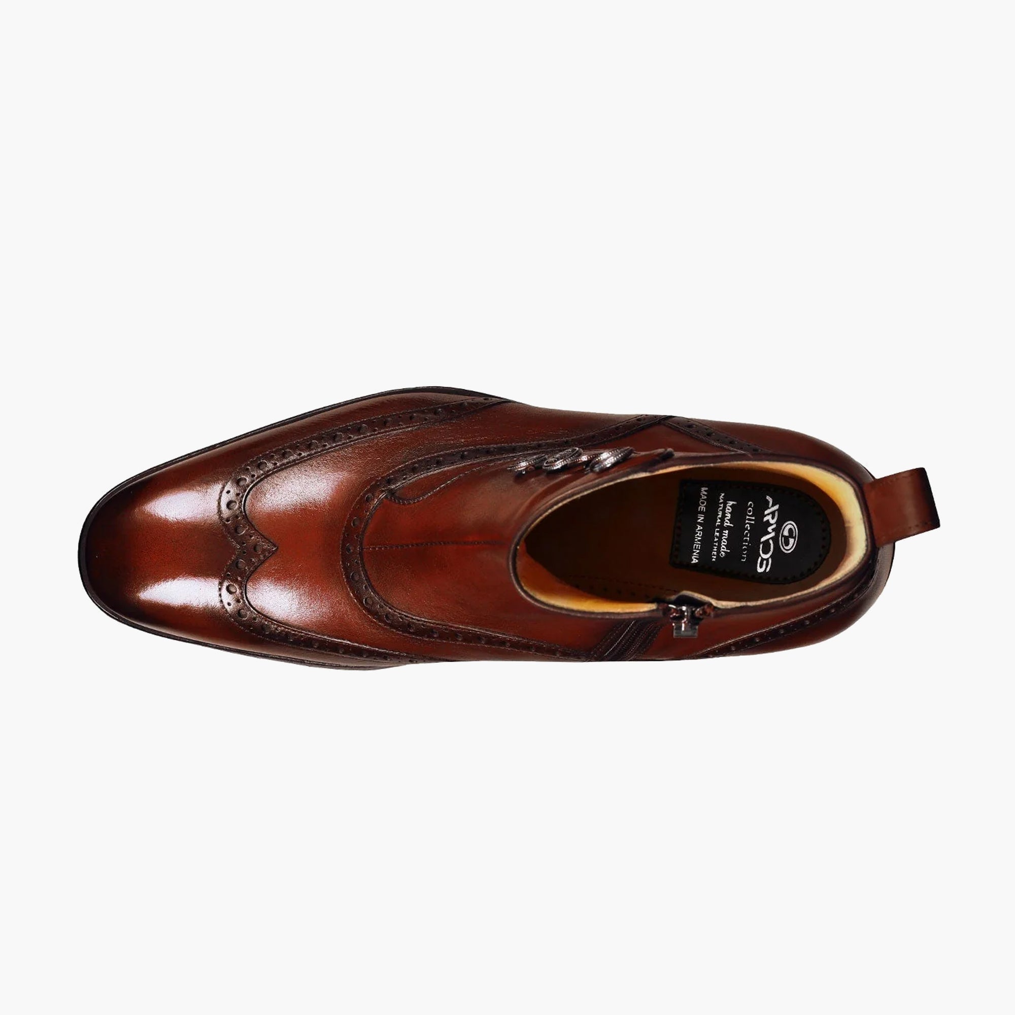 Men's Cognac Leather Brogue Boot