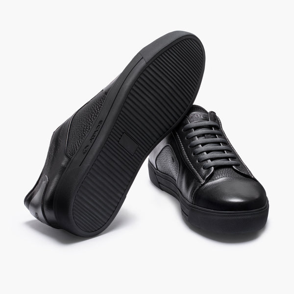 Men's Black Sneaker with Silver Inserts