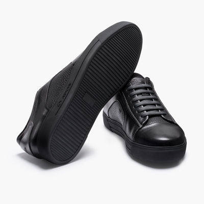 Men's Black Sneaker with Silver Inserts