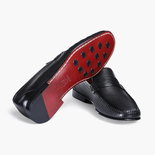 Men’s Black Perforated Penny Loafer - sole