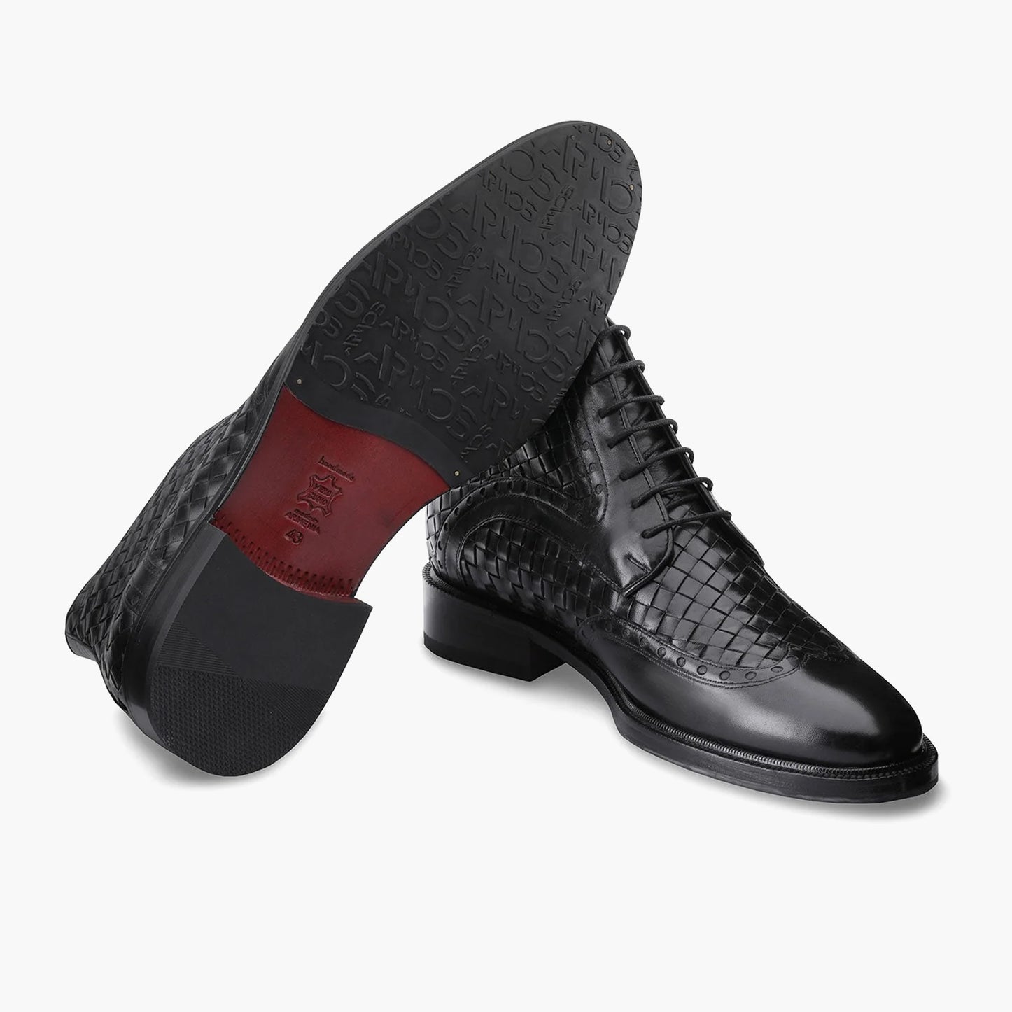 Men's Black Woven Leather Boot
