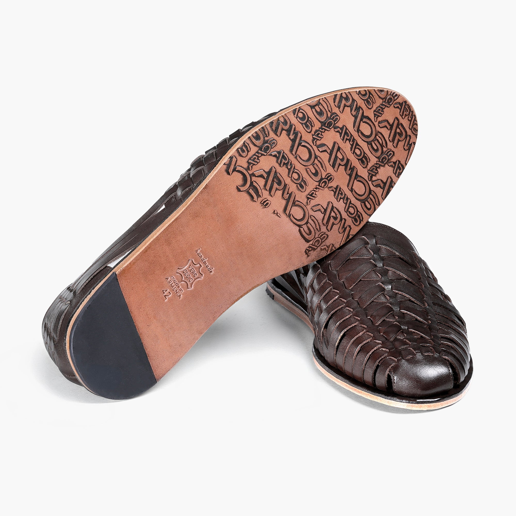 Men’s Dark Brown Leather Huarache Sandal - sole