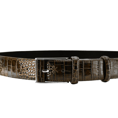 Croc-printed Leather Belt