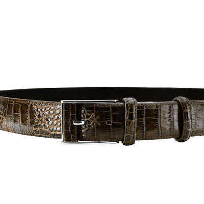 Croc-printed Leather Belt