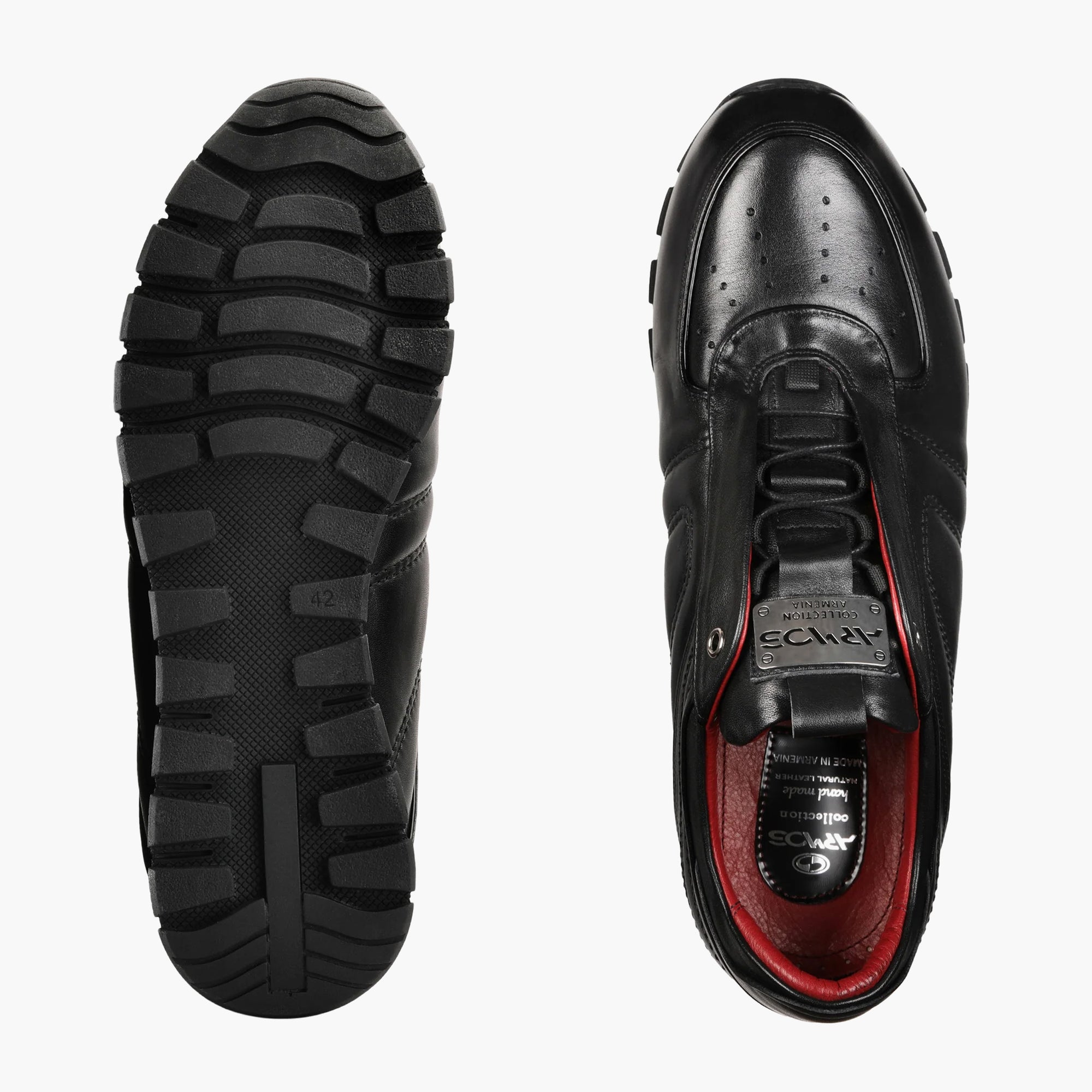 Men's Black Leather Perforated Sneaker