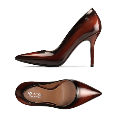 Women's Black & Brown Patent Leather Pump