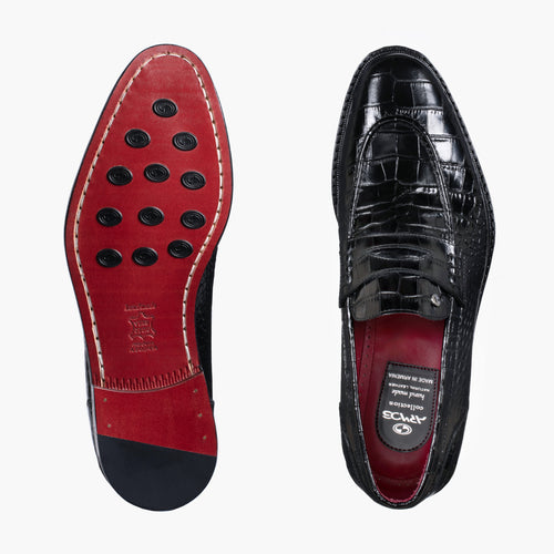 Men’s Black Croc-Embossed Penny Loafer