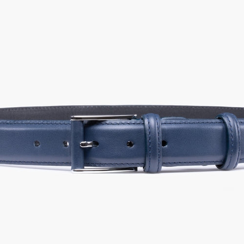 Smooth deep navy leather belt