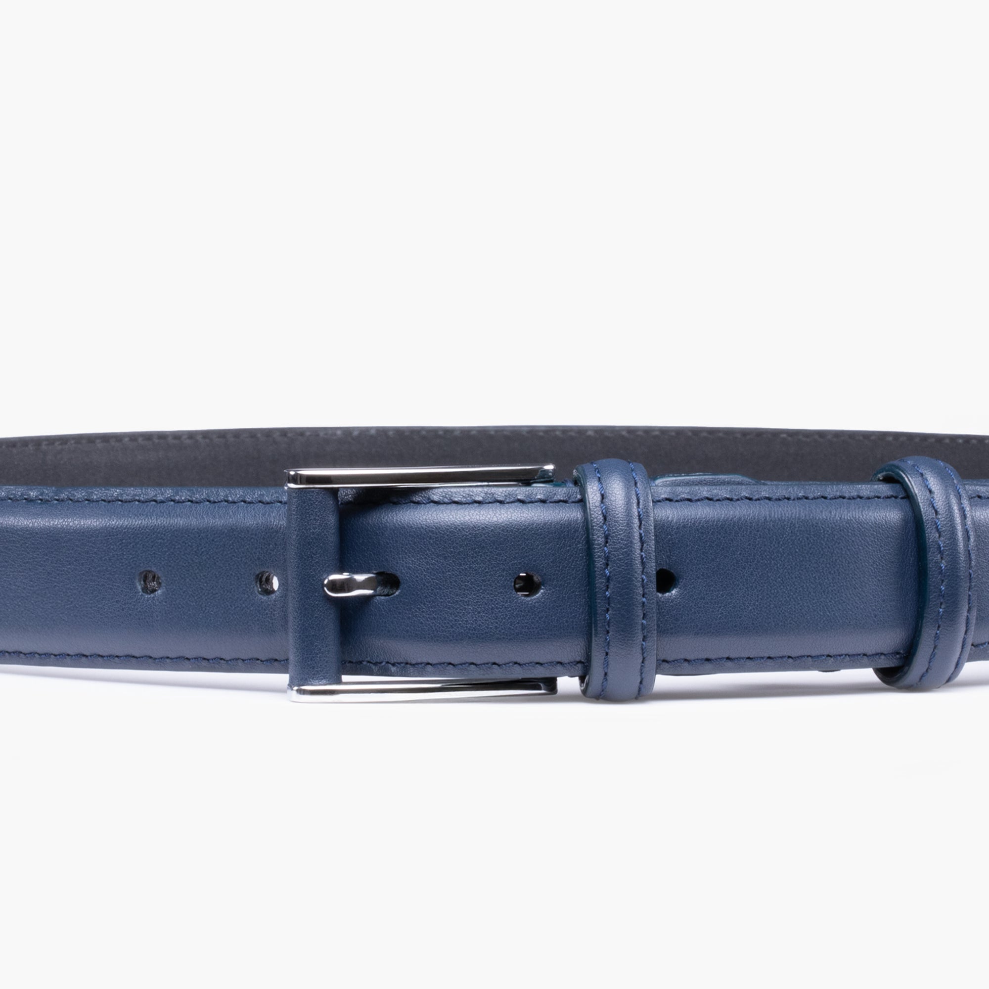 Smooth deep navy leather belt