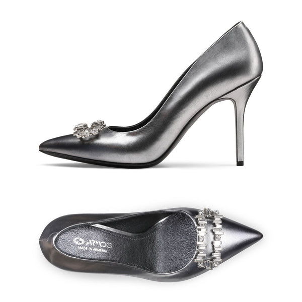 Women's Metallic Silver Leather Pump