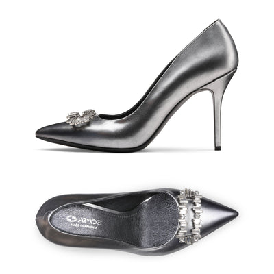 Women's Metallic Silver Leather Pump