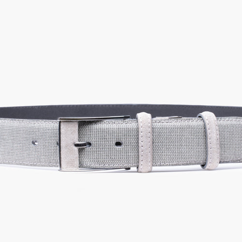 Textured canvas & suede belt