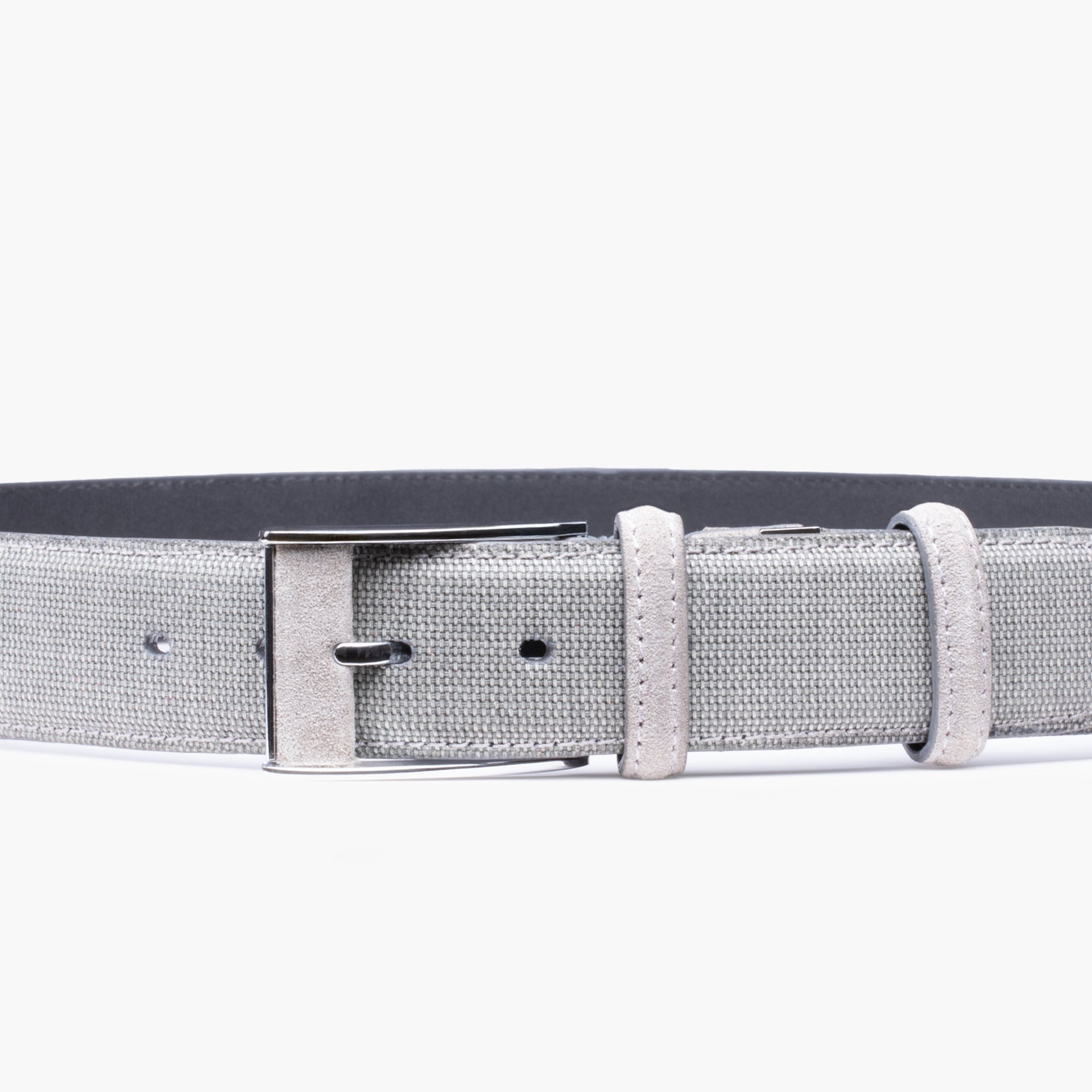 Textured canvas & suede belt