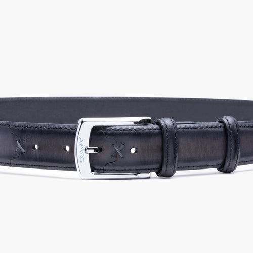 Gray leather belt