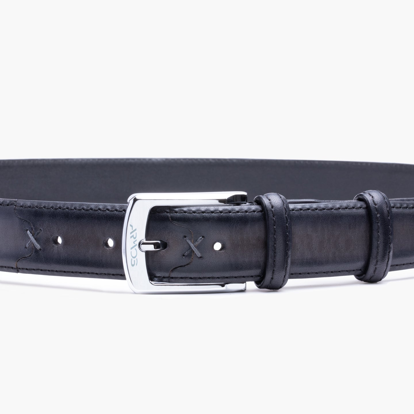 Gray leather belt