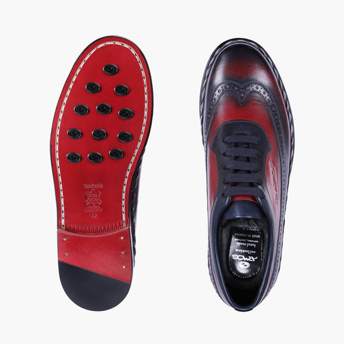 Men's Blue and Red Brogue Sneaker