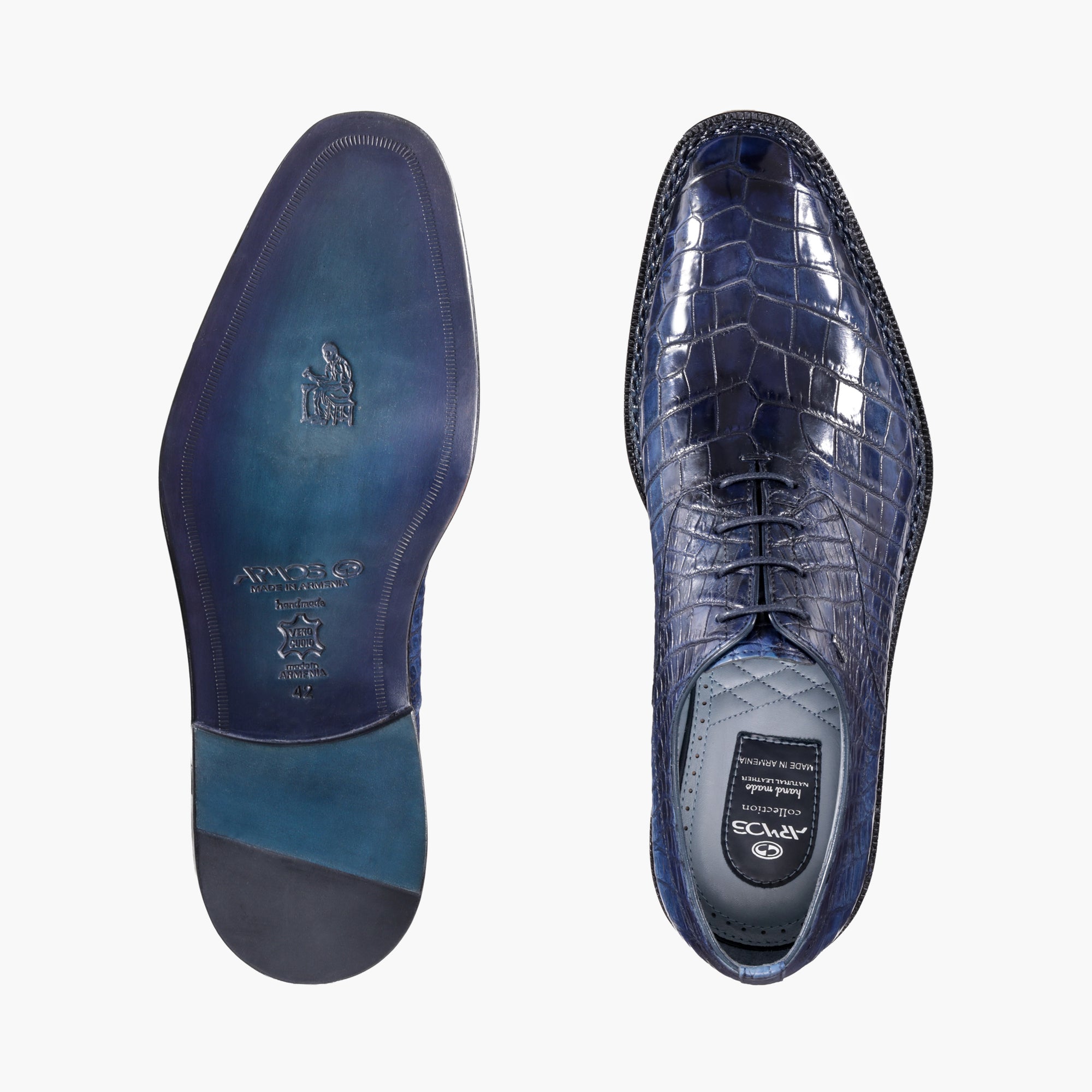 Men’s Navy Crocodile Leather Oxford