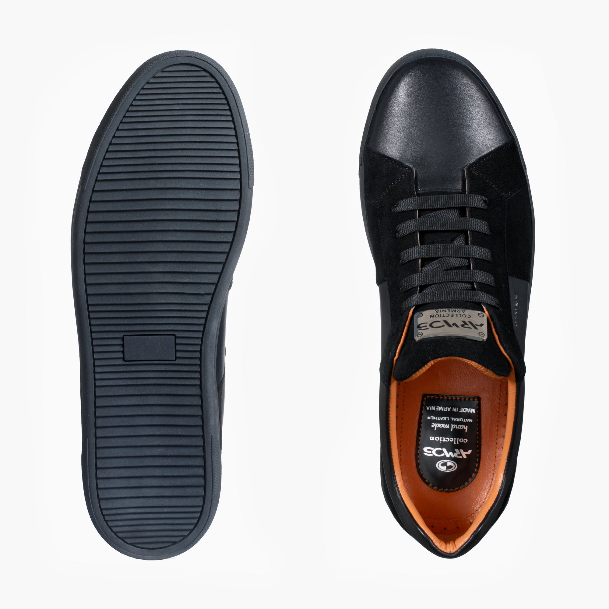 Men's Black Suede and Leather Sneaker