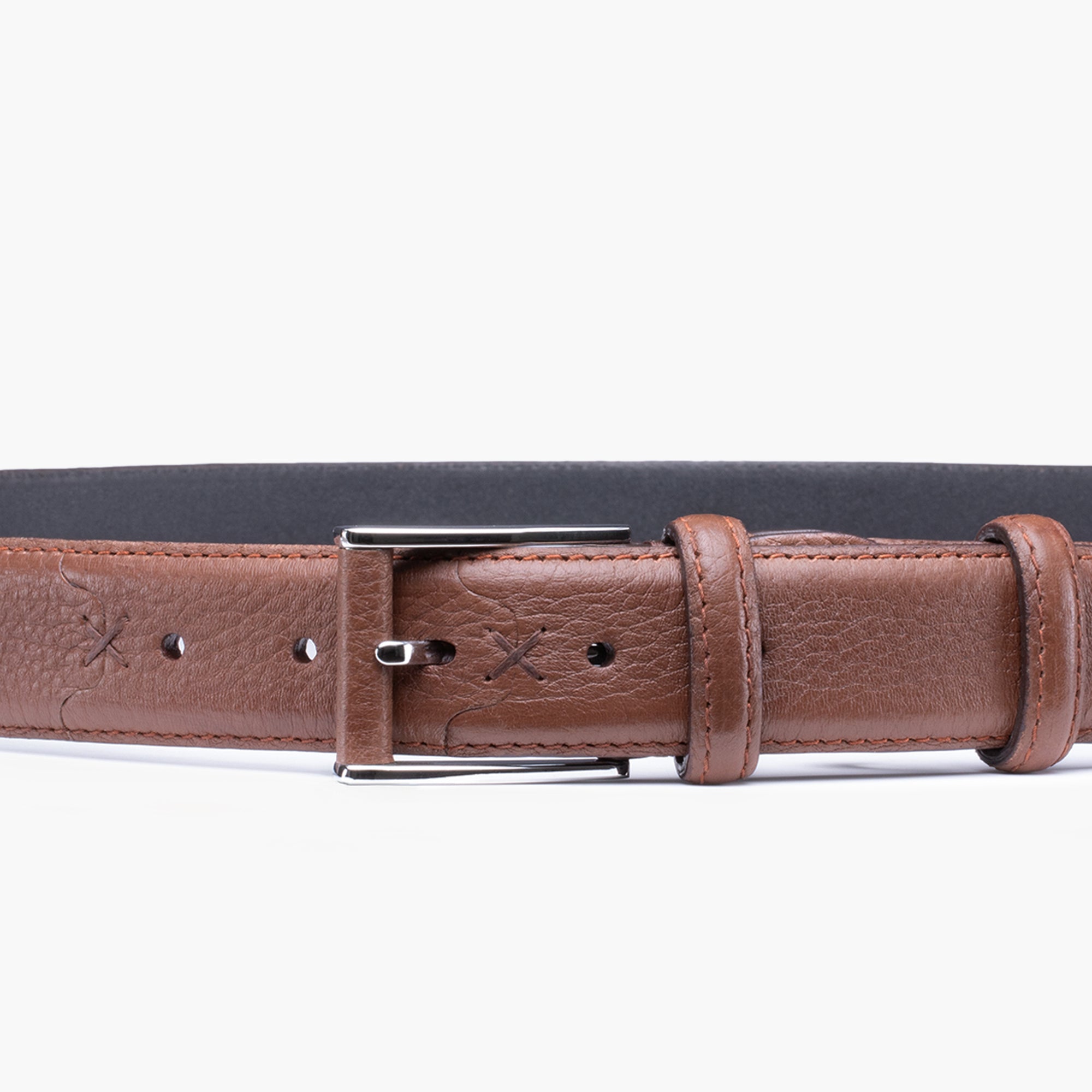 Grained Chestnut Leather Belt