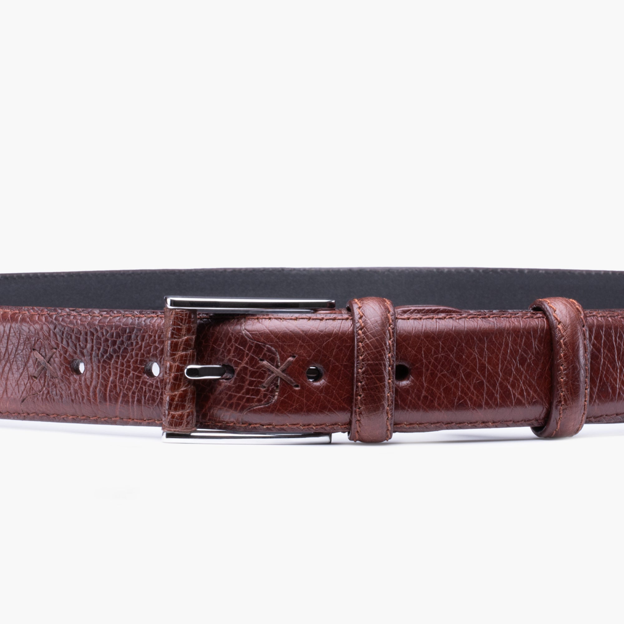 Grained dark espresso leather belt