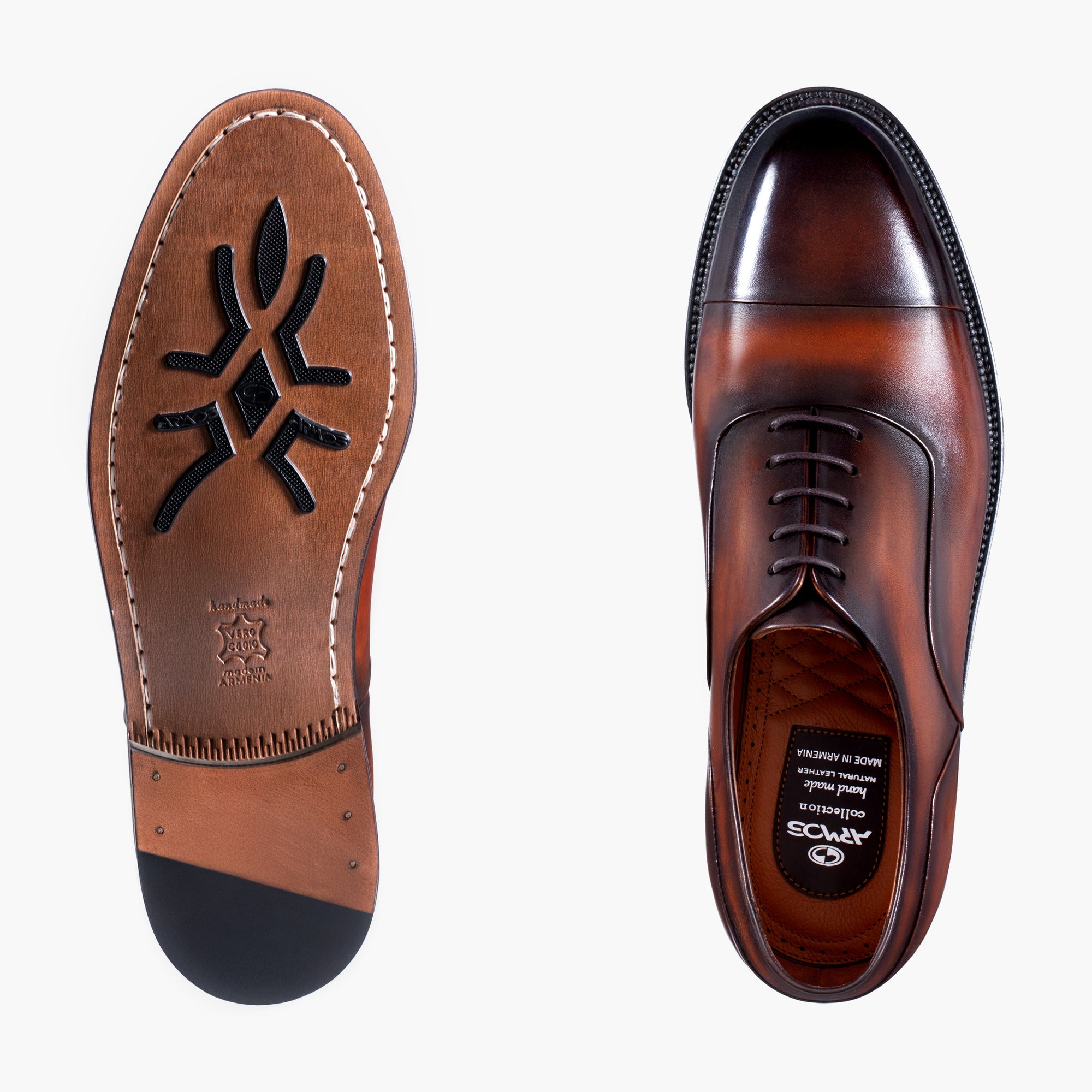 Men’s Brown Oxford with Glossy Cap Toe