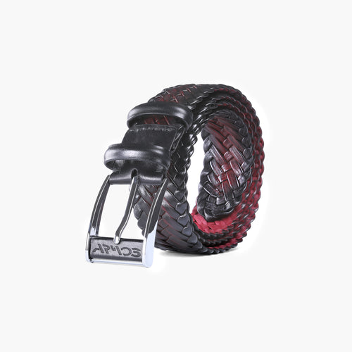 Men’s Burgundy Patina Braided Leather Belt - coiled