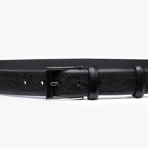Black leather belt with perforation