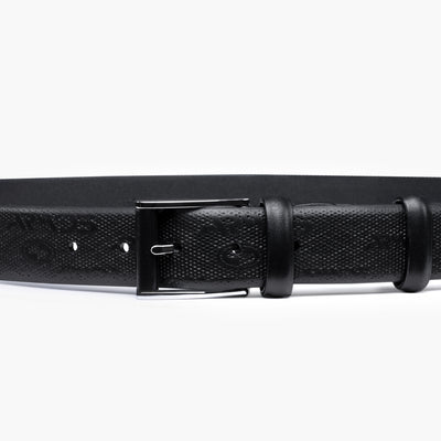 Black leather belt with perforation