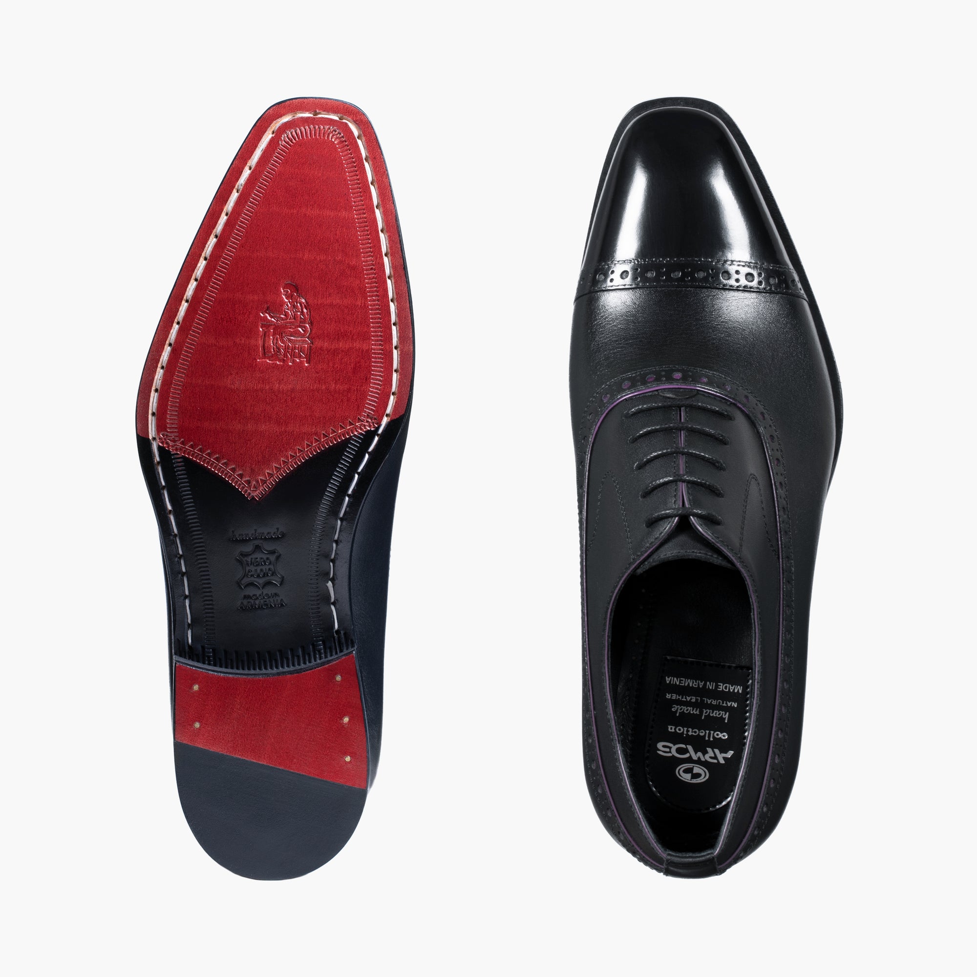 Men’s Black Leather Cap Toe Brogue Oxford