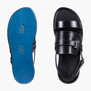 Men's Black Leather Back-Strap Sandal