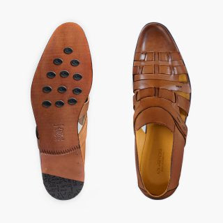 Men's Light Brown Leather Fisherman Sandal