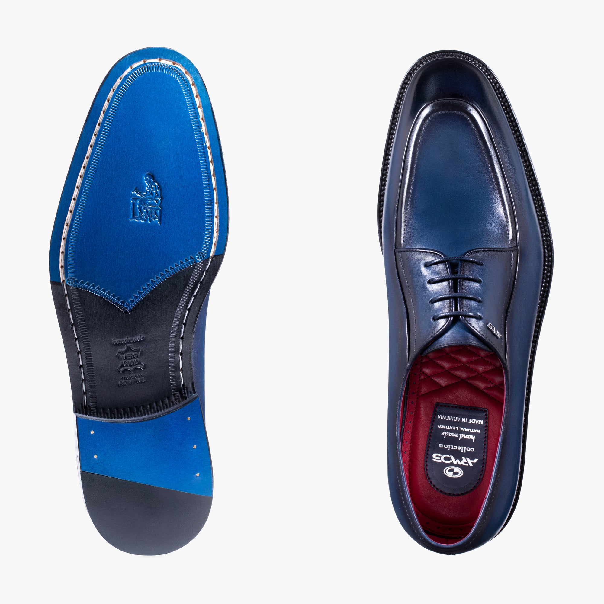 Men’s Navy Patina Leather Derby