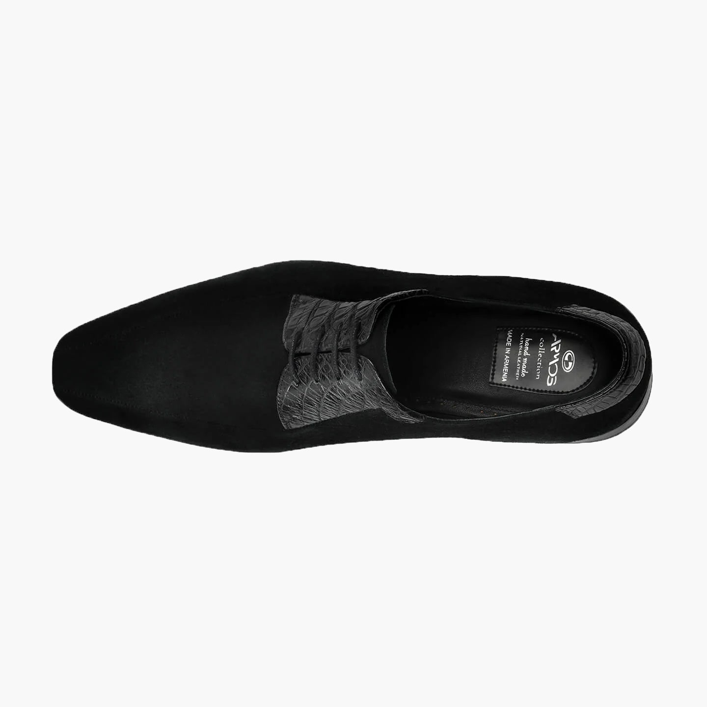 Men's Black Suede & Crocodile Derby