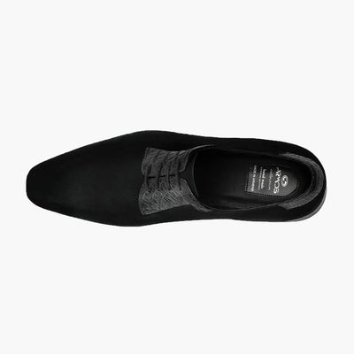 Men's Black Suede & Crocodile Derby