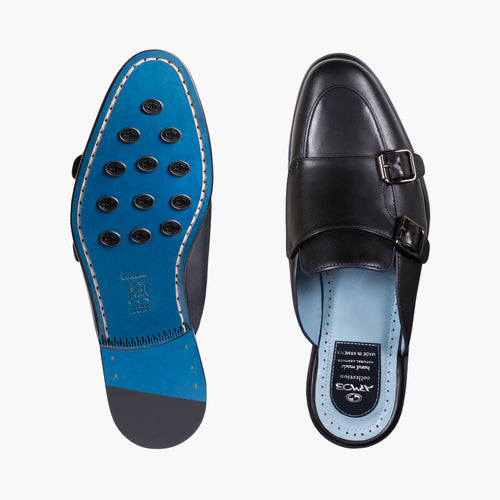 Men's Black Leather Mule