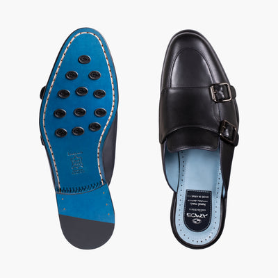 Men's Black Leather Mule