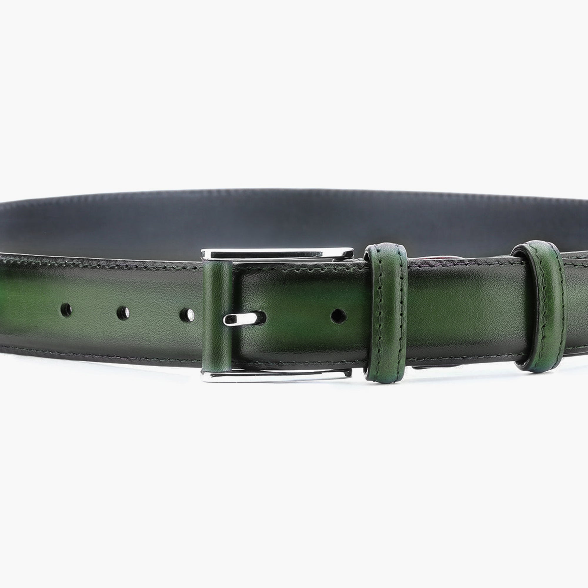 Forest green  patina leather belt