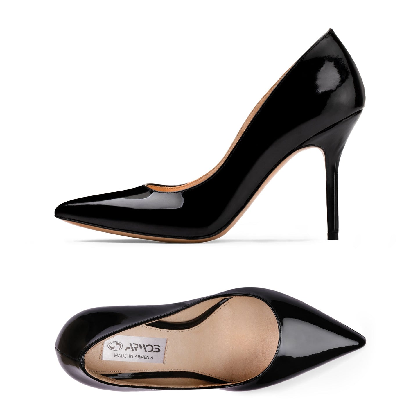 Women's Black Patent Pointed-Toe Pump