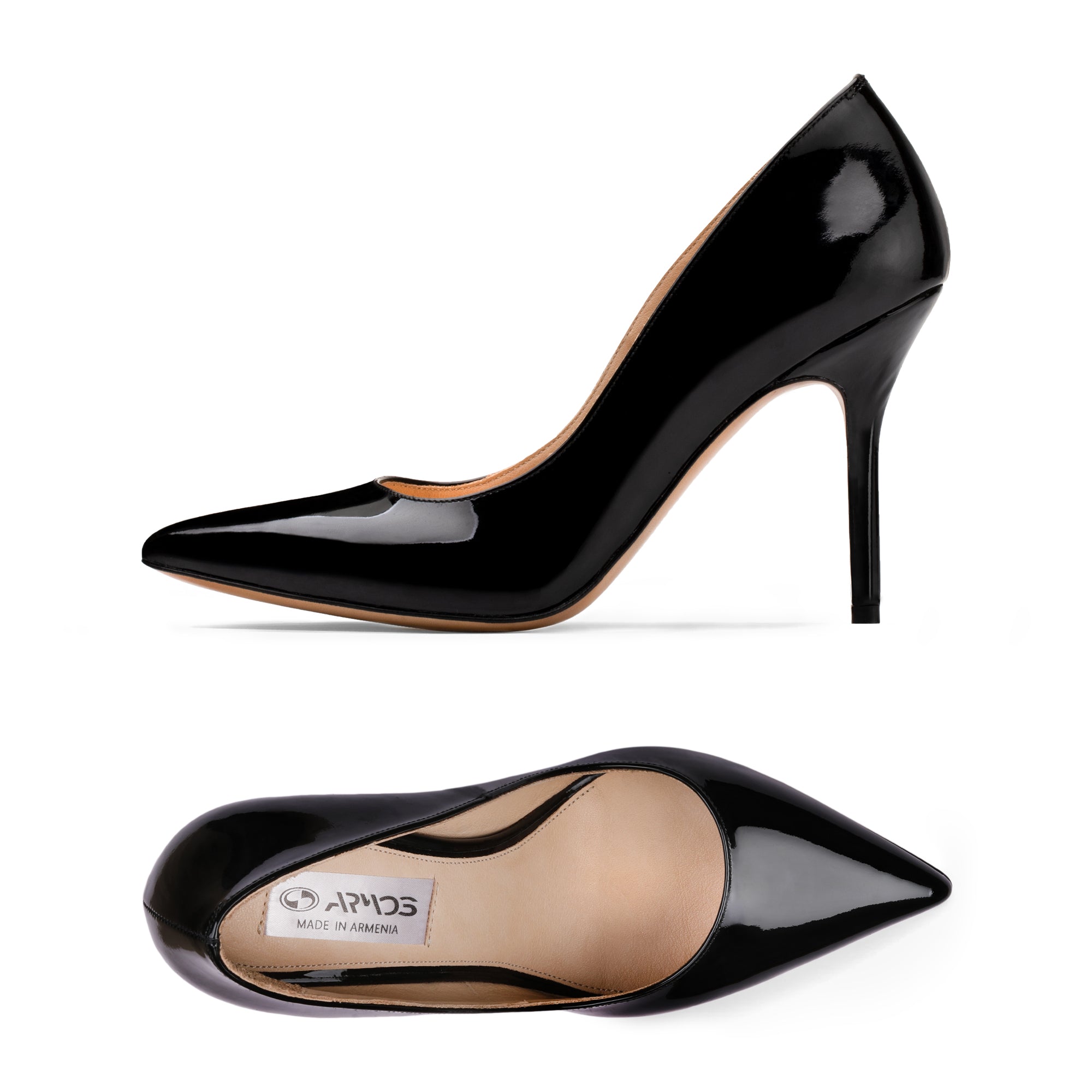 Women's Black Patent Pointed-Toe Pump
