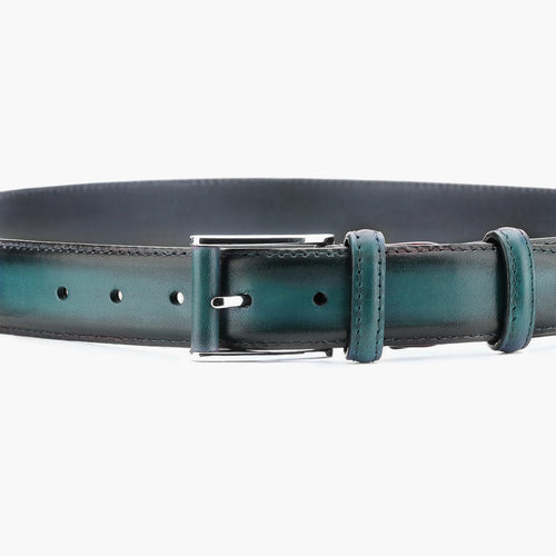 Men’s Deep Teal Patina Leather Belt