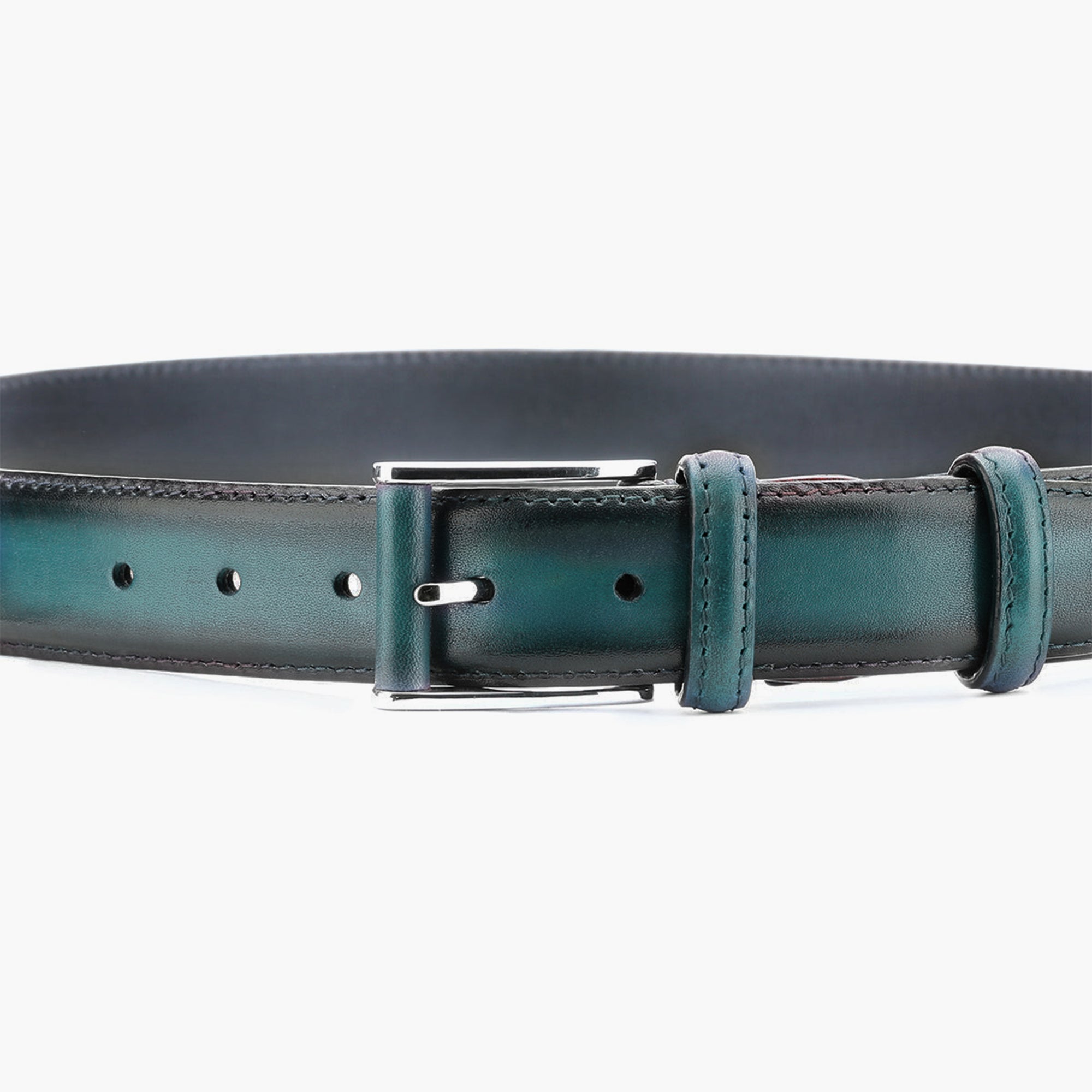 Men’s Deep Teal Patina Leather Belt