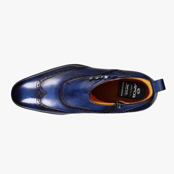 Men's Blue Leather Brogue Boot