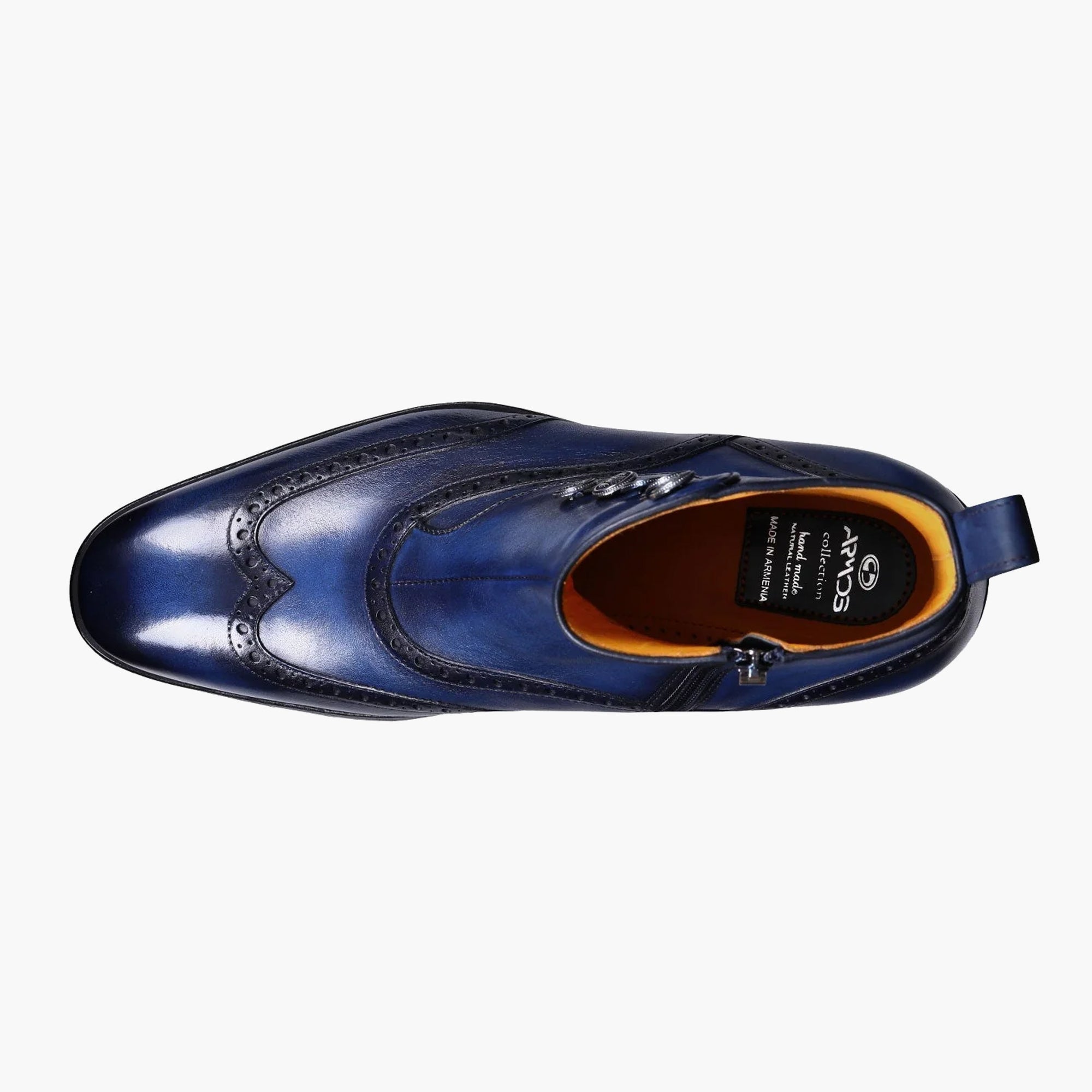 Men's Blue Leather Brogue Boot