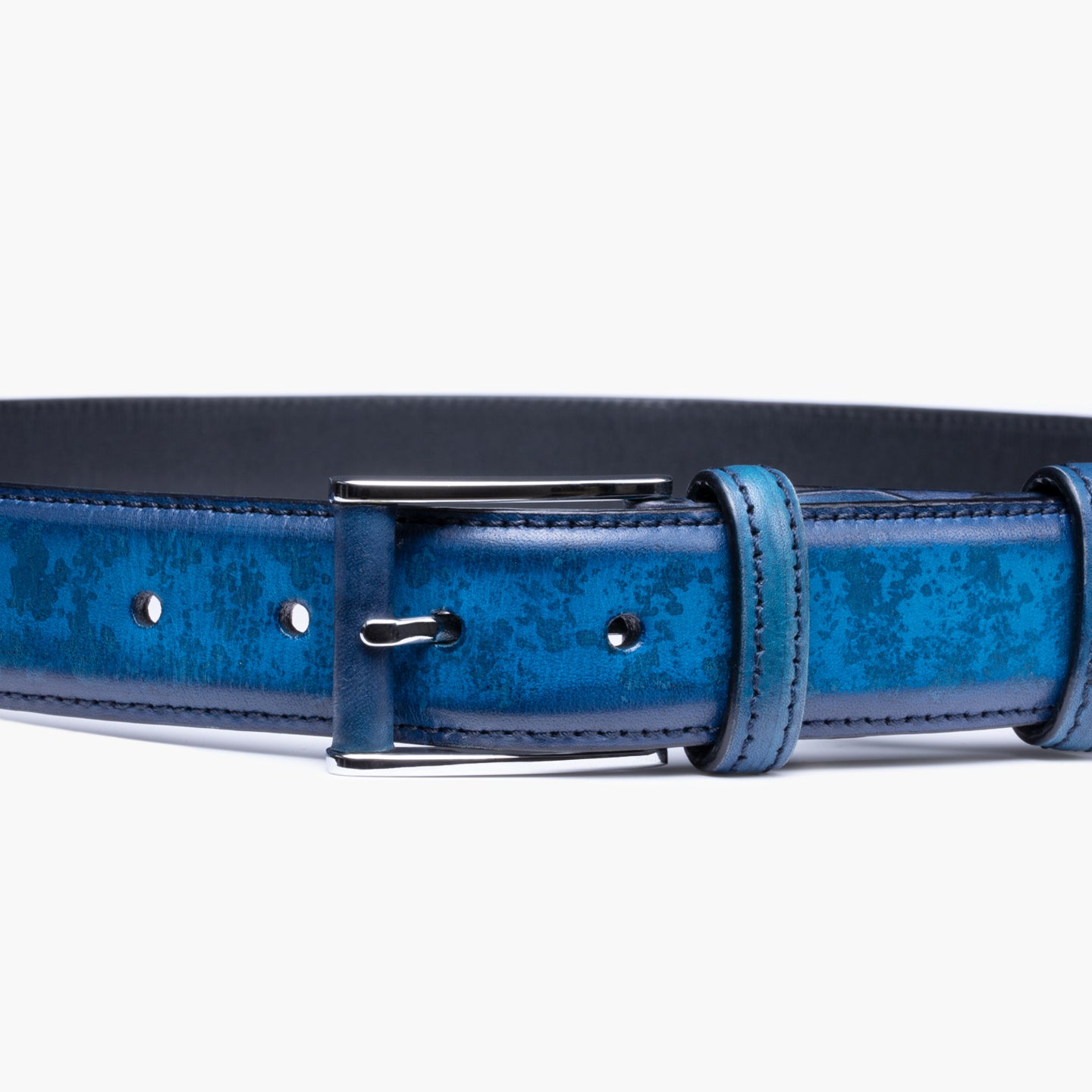 Men’s Cobalt Blue Patina Leather Belt